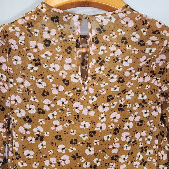 Who What Wear/bohemia Ruffles Long Sleeve Dress in Brown and Pink Floral - Picture 12 of 16